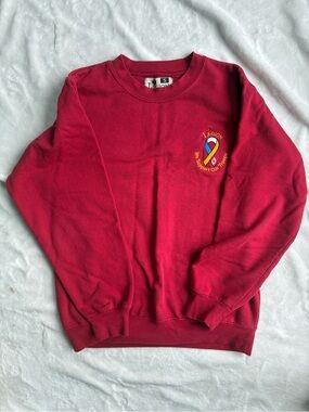 Legion Red Crewneck Sweatshirt Small | Support Our Troops Embroidered Pullover
